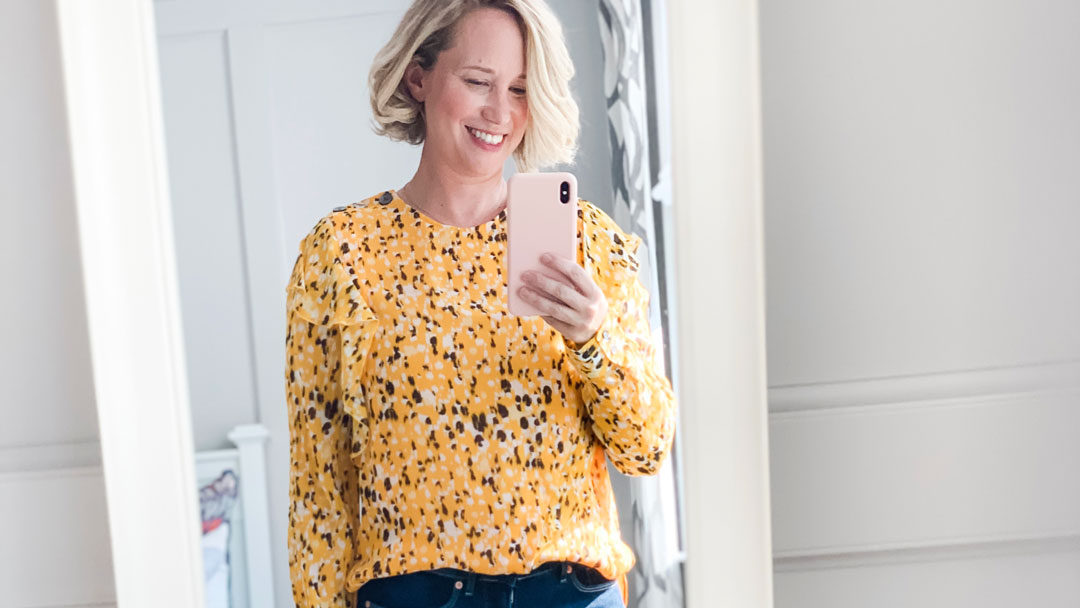 Derek Lam yellow blouse selfie