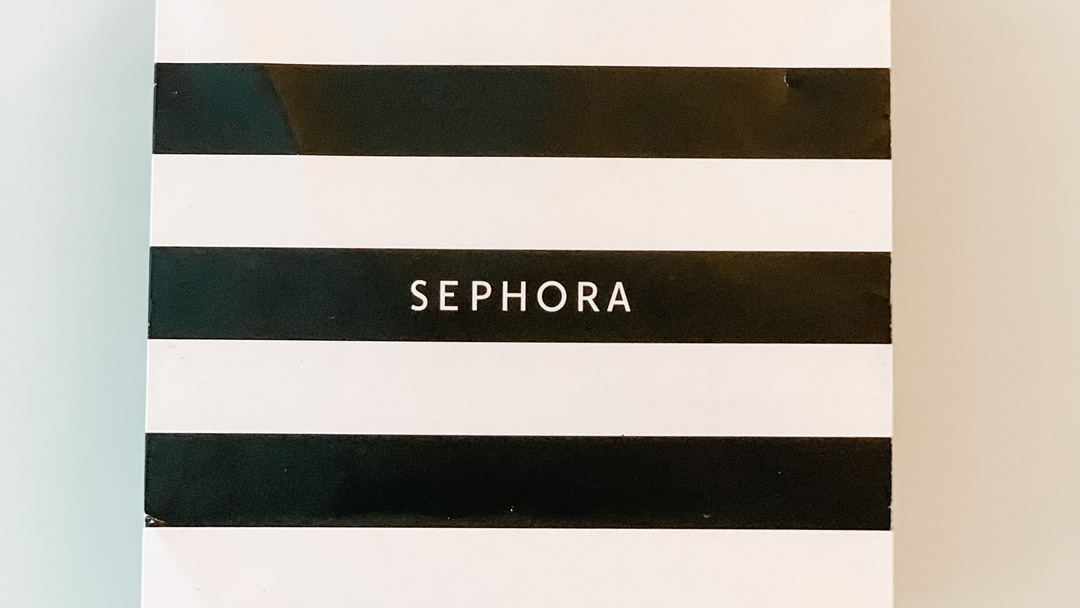 Sephora bag with black and white stripes
